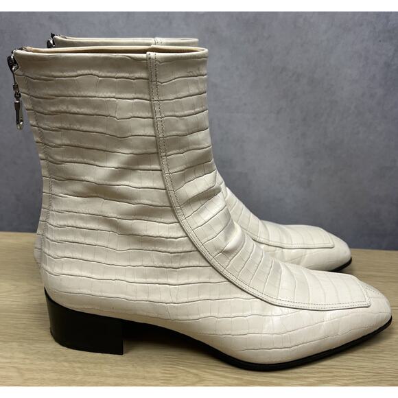 AEYDĒ Amelia Size 40 Crocodile-Effect Leather Ankle Boots $495 Value - Picture 5 of 12